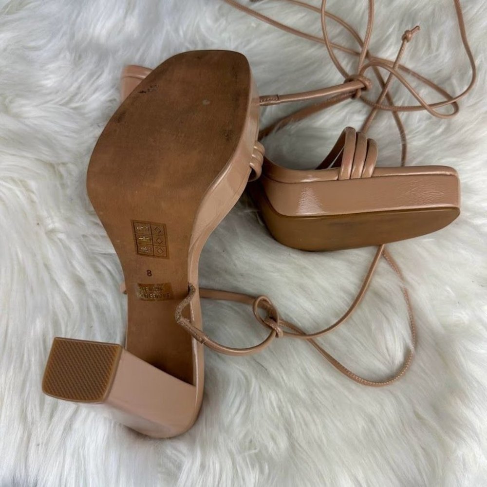 Jeffrey Campbell Presecco Sandal in Nude Crinkle Patent - Picture 6 of 6